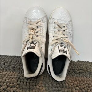 Adidas Stan Smith White Snakeskin Pattern Sneakers